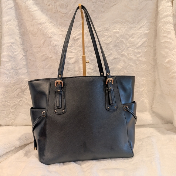 Michael KorsBlack & Gold Studded Voyager Tote Shoulder Bag Leather - Picture 5 of 11